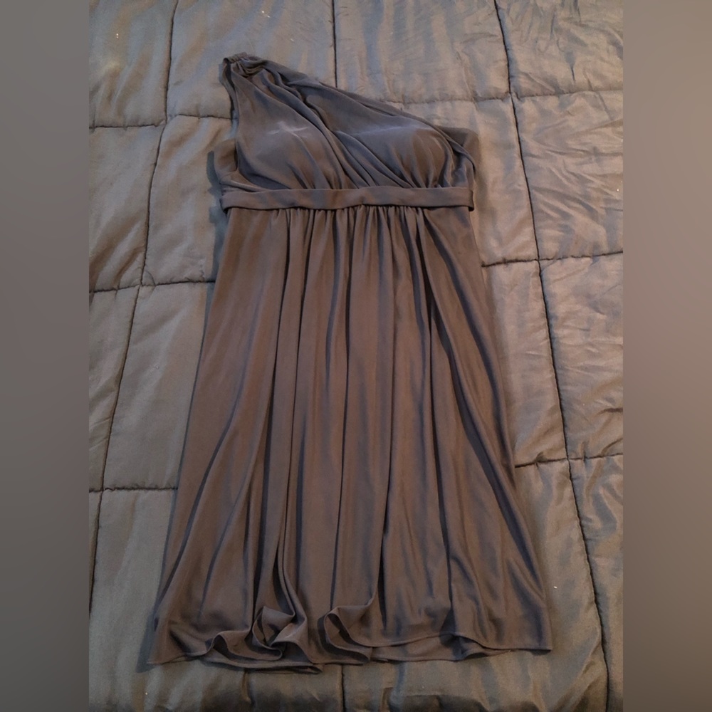 Navy blue David’s Bridal dress